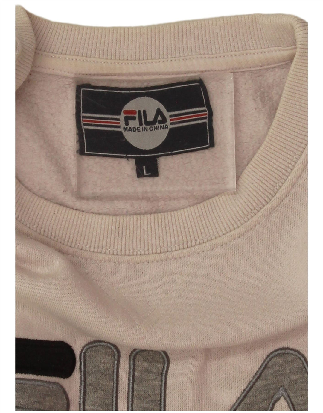Fila Womens Oversized Crop Sweatshirt Jumper UK 16 Large Off White