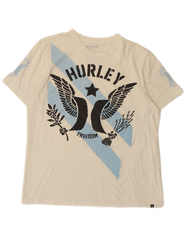 Hurley Mens Premium Fit Graphic T-Shirt Top Large White Cotton