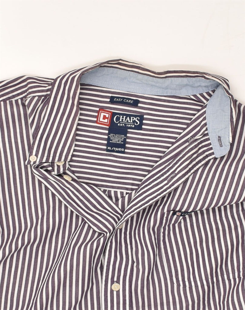 CHAPS Mens Easy Care Shirt XL Navy Blue Striped Cotton | Vintage Chaps | Thrift | Second-Hand Chaps | Used Clothing | Messina Hembry 