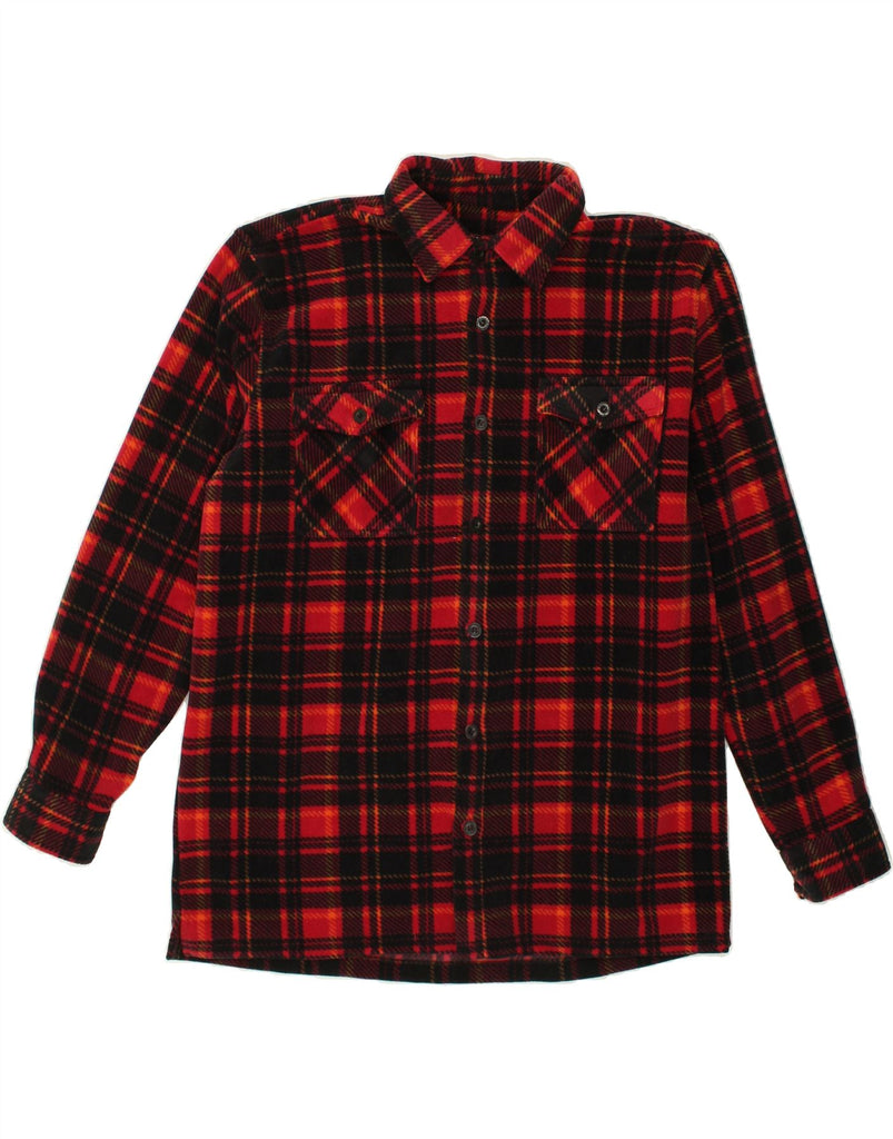 VINTAGE Mens Flannel Shirt Large Red Check Polyester | Vintage Vintage | Thrift | Second-Hand Vintage | Used Clothing | Messina Hembry 