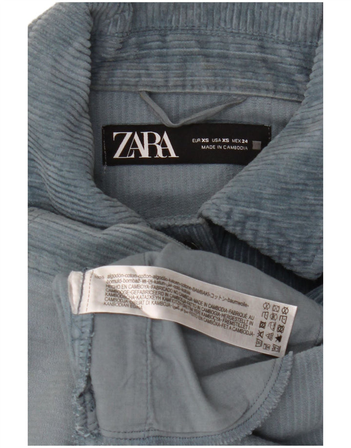 Zara Womens Oversized Corduroy Jacket UK 6 XS Blue Cotton