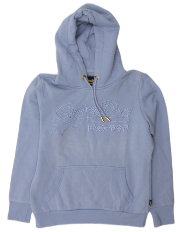 Superdry Womens Graphic Hoodie Jumper UK 12 Medium Blue