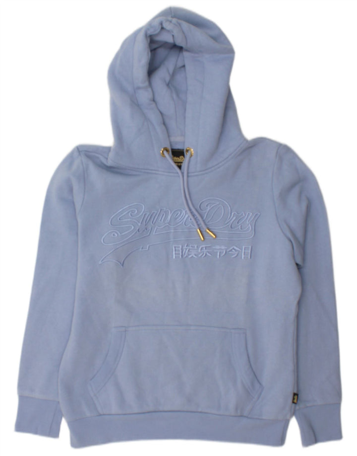 Superdry Womens Graphic Hoodie Jumper UK 12 Medium Blue