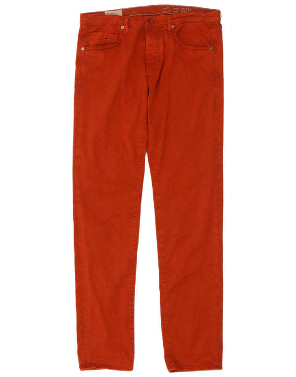 Gas Mens Mitch Straight Casual Trousers W33 L34 Orange Cotton