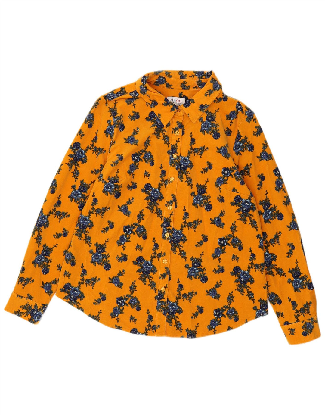 Denim & Co Womens Corduroy Shirt UK 16 Large Yellow Floral Cotton