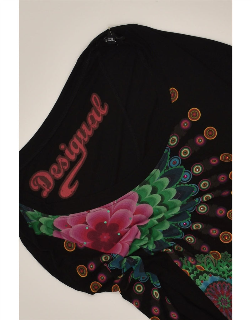 DESIGUAL Girls Graphic Drop Waist Dress 13-14 Years 2XL Black Viscose | Vintage Desigual | Thrift | Second-Hand Desigual | Used Clothing | Messina Hembry 