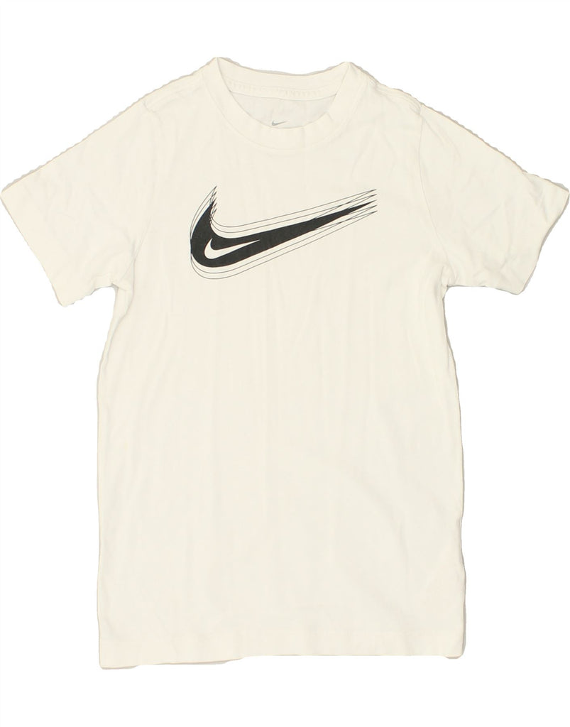 NIKE Boys Standard Fit Graphic T-Shirt Top 8-9 Years Small  White Cotton | Vintage Nike | Thrift | Second-Hand Nike | Used Clothing | Messina Hembry 