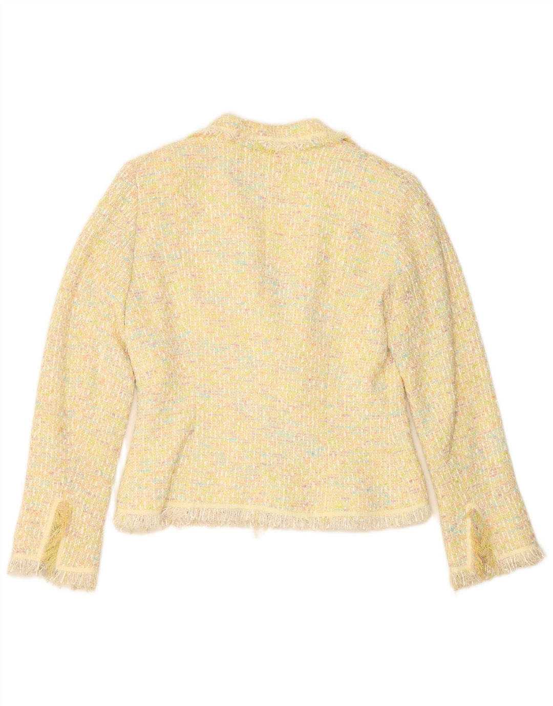 Vintage Womens Open Blazer Jacket EU 42 Large Yellow Flecked Cotton