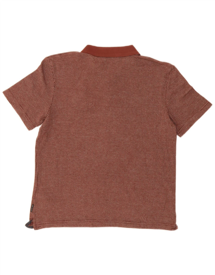 Ted Baker Mens Polo Shirt Size 3 Medium Brown Striped Cotton