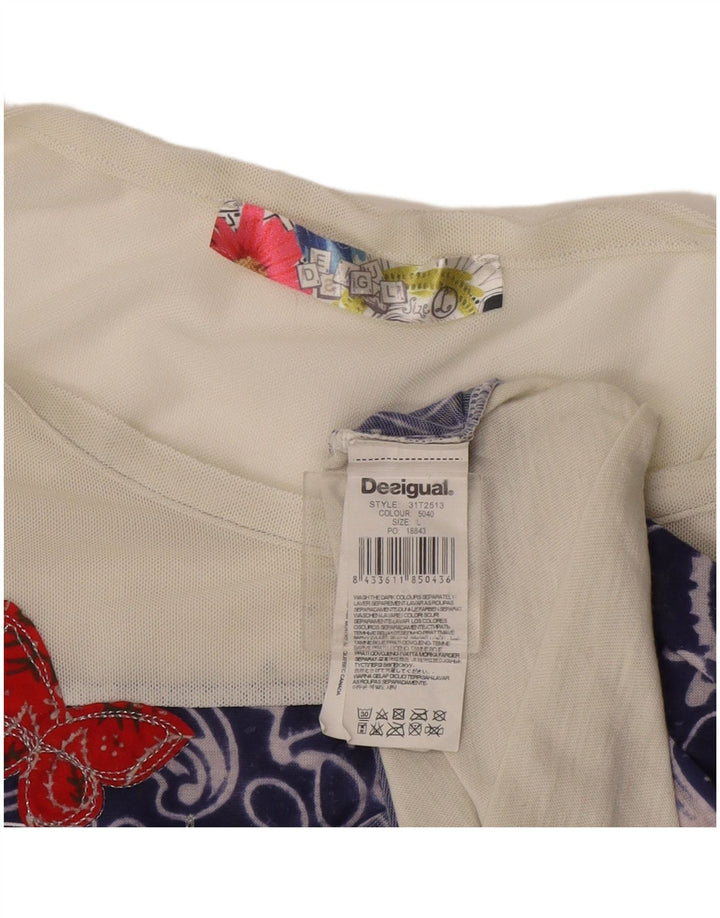 Desigual Womens Graphic Vest Top UK 14 Large White Paisley Polyester