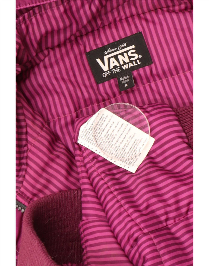 Vans Womens Hooded Bomber Jacket UK 14 Medium Purple Check Nylon