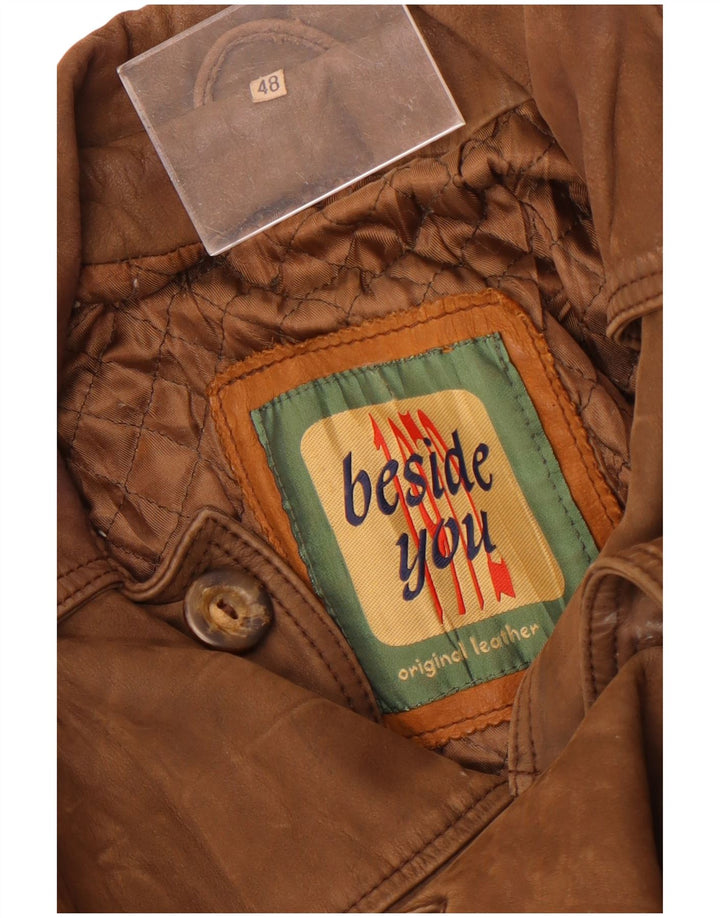 Vintage Mens Leather Jacket IT 48 Medium Brown Leather