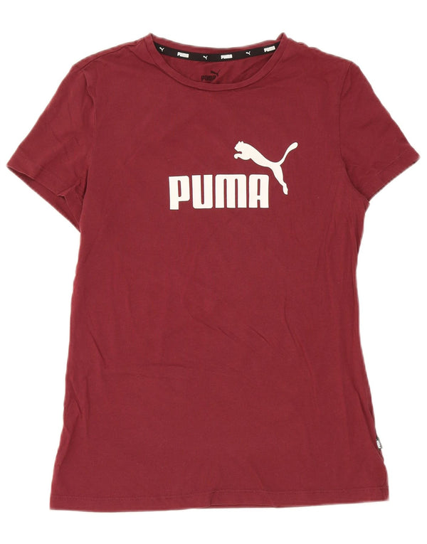 Puma Boys Graphic T-Shirt Top 15-16 Years Burgundy Cotton