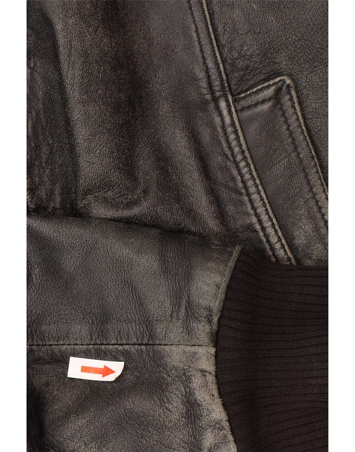 Vintage Mens Leather Jacket UK 38 Medium Black Leather