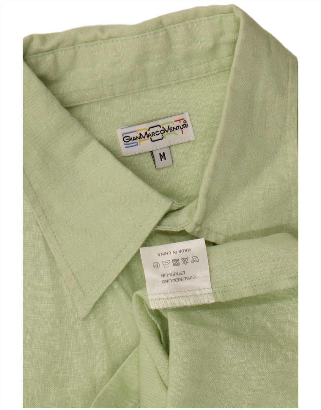 GIAN MARCO VENTURI Mens Shirt Medium Green Linen