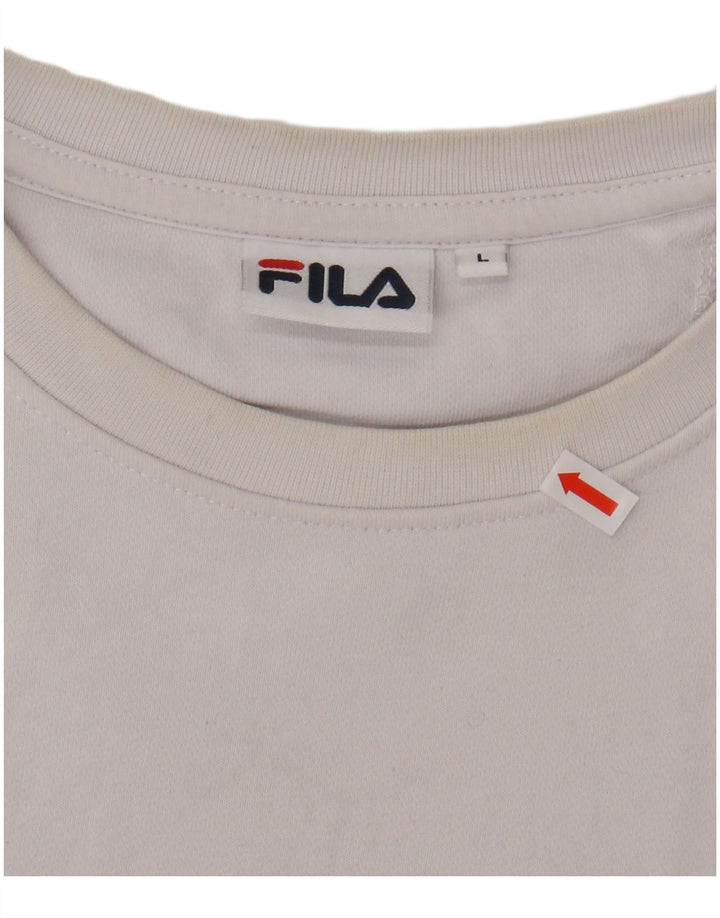 FILA Mens Graphic Sweatshirt Jumper Large Black Colourblock Cotton