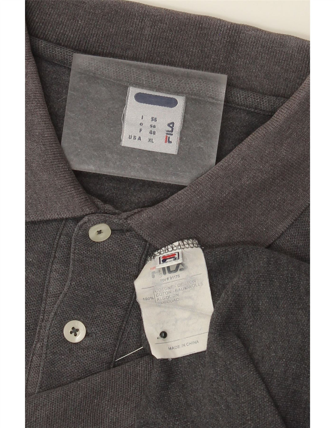 Fila Mens Polo Shirt IT 56 XL Grey Flecked Cotton