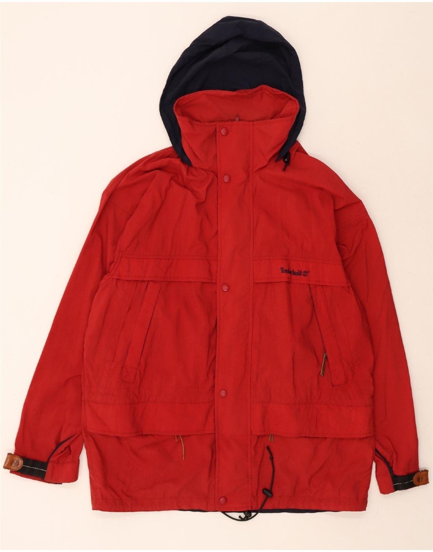 Timberland Herren Regenjacke mit Kapuze, Größe 38, Mittel, Rot