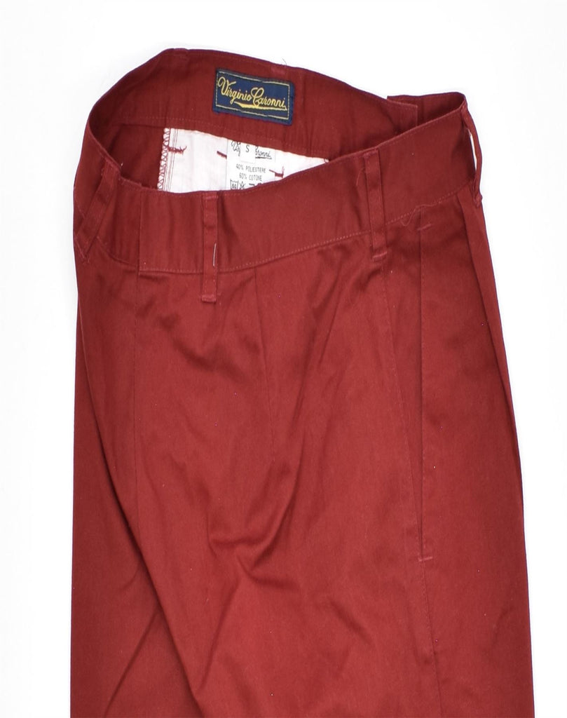 VINTAGE Womens Pegged Chino Trousers Small W28 L34 Burgundy Polyester | Vintage | Thrift | Second-Hand | Used Clothing | Messina Hembry 