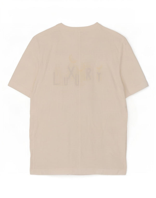Di Bari Womens Oversized Graphic T-Shirt Top EU 40 Medium White Linen