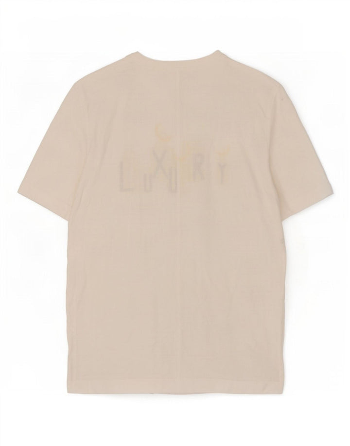 Di Bari Womens Oversized Graphic T-Shirt Top EU 40 Medium White Linen