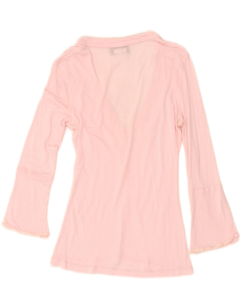 RICHMOND Womens Ruffle Front Top 3/4 Sleeve IT 40 Small Pink Vintage Richmond and Second-Hand Richmond from Messina Hembry 