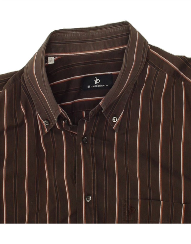 ROCCOBAROCCO Mens Shirt Size 17 43 XL Brown Striped | Vintage Roccobarocco | Thrift | Second-Hand Roccobarocco | Used Clothing | Messina Hembry 