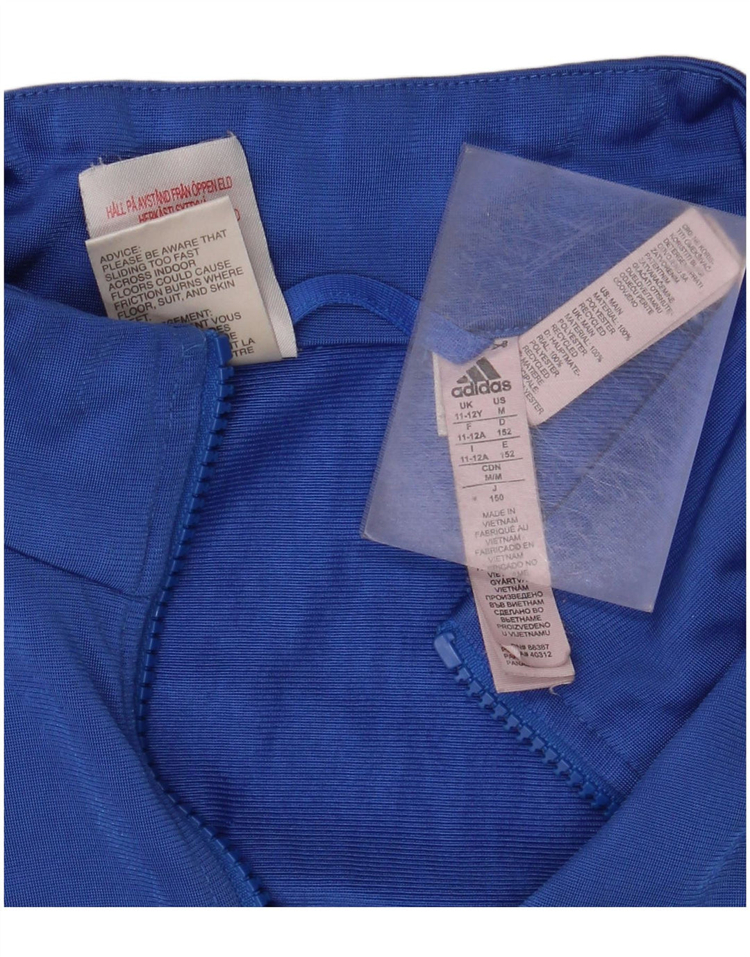 ADIDAS Boys Tracksuit Top Jacket 11-12 Years Blue Polyester