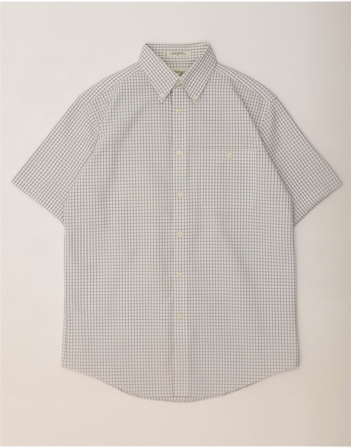 Orvis Mens Short Sleeve Shirt Medium White Gingham Cotton