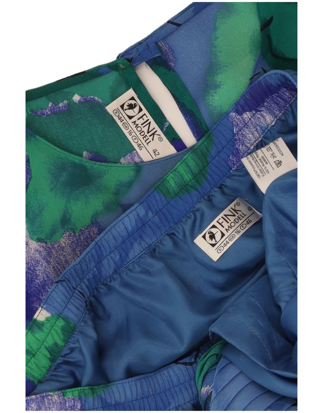 Fink Womens 2 Piece Skirt Set UK 16 Large W30  Blue Floral Polyester