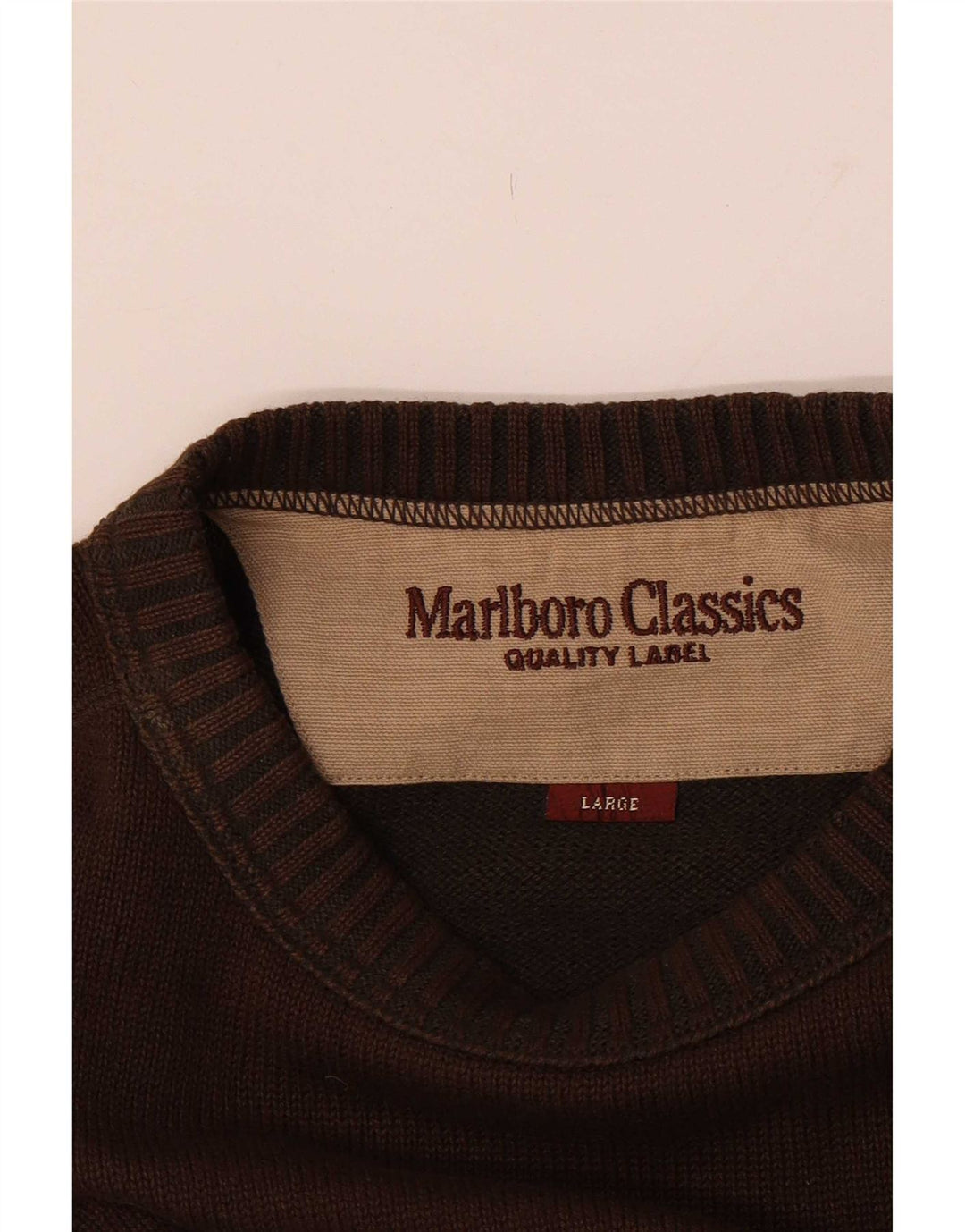 Marlboro Classics Mens Crew Neck Jumper Sweater Large Brown