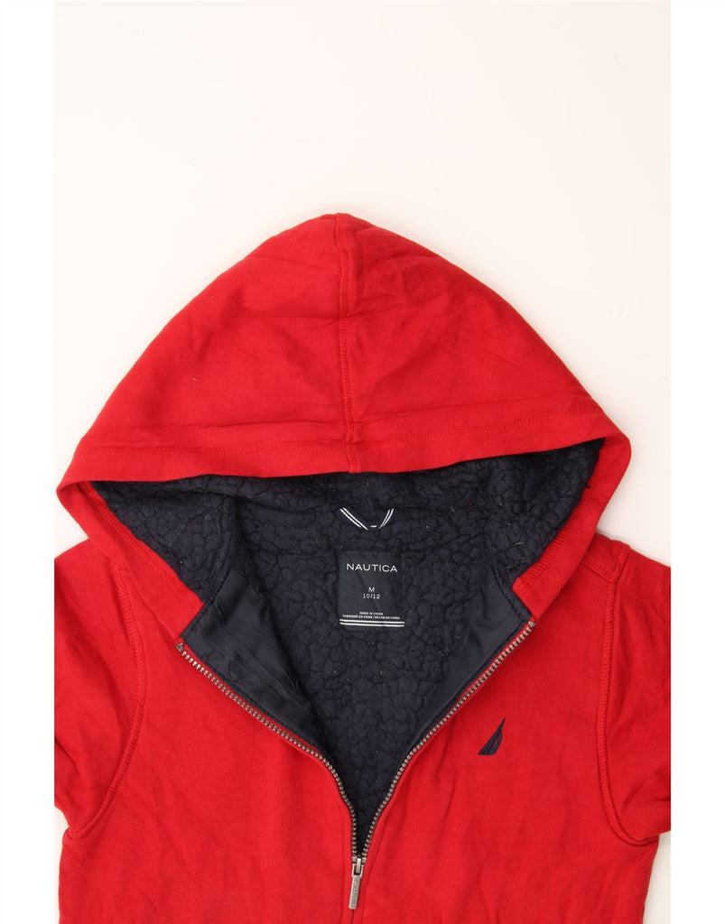 NAUTICA Boys Sherpa Zip Hoodie Sweater 10-11 Years Medium Red Cotton Vintage Nautica and Second-Hand Nautica from Messina Hembry 