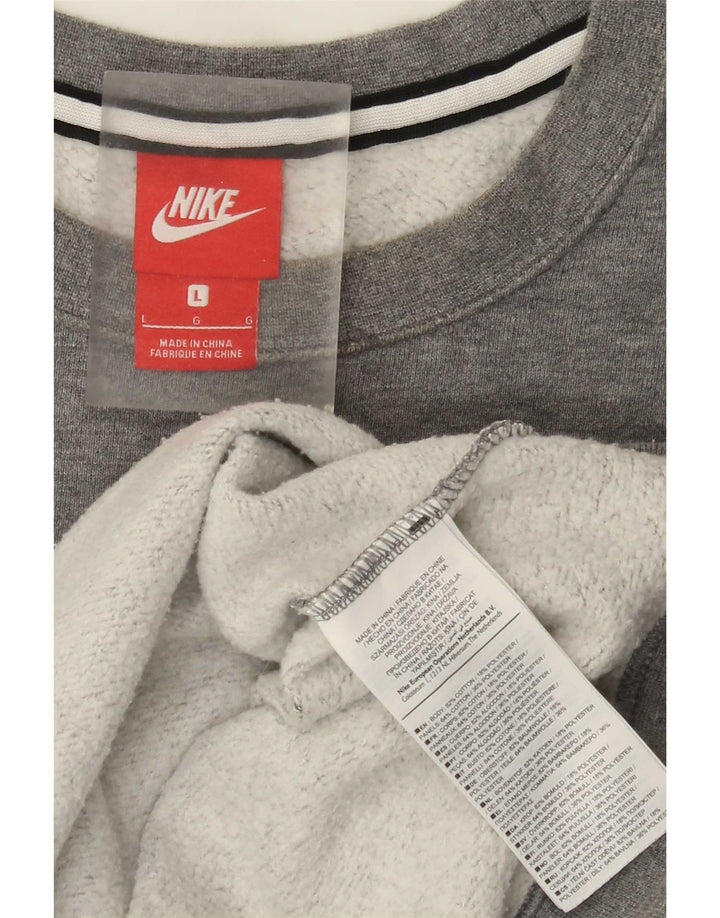 Nike Mens Graphic Sweatshirt Jumper Large Grey Colourblock Cotton