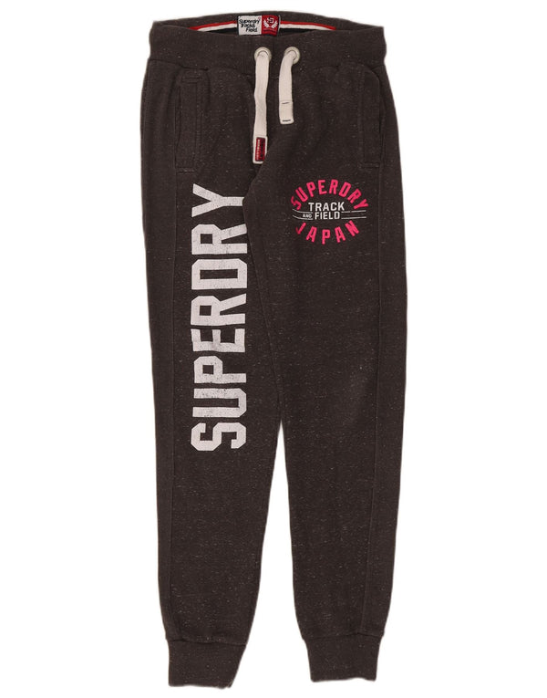 Superdry Womens Graphic Tracksuit Trousers Joggers UK 10 Small Grey Flecked