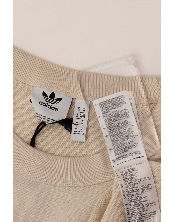Adidas Mens Sweatshirt Jumper Medium Beige Cotton