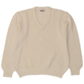 Giramondo Womens V-Neck Jumper Sweater UK 12 Medium White Cotton
