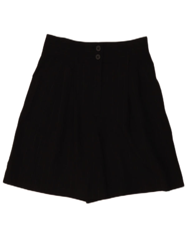 Zara Womens Wide Leg High Waist Bermuda Shorts Medium W28 Black Pinstripe