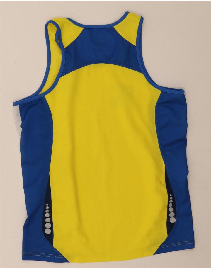 Asics Mens Graphic Vest Top Large Yellow Colourblock Polyester
