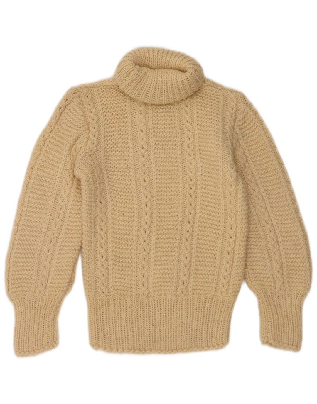 Vintage Womens Roll Neck Jumper Sweater UK 2 2XS Beige