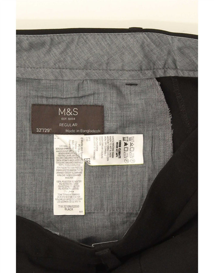 Marks & Spencer Mens Regular Chino Trousers W32 L29 Black Polyester