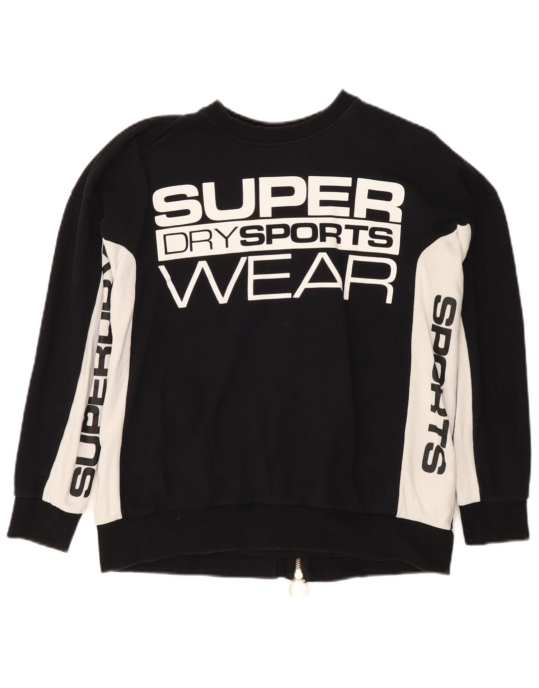 Superdry Womens Graphic Sweatshirt Jumper UK 10 Small Black Colourblock