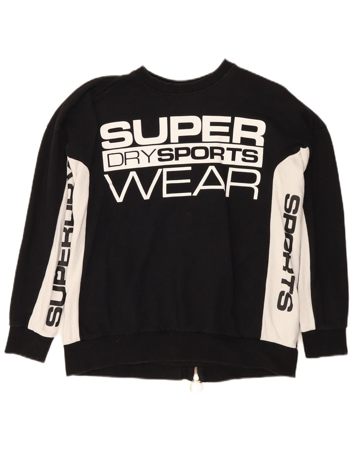 Superdry Womens Graphic Sweatshirt Jumper UK 10 Small Black Colourblock