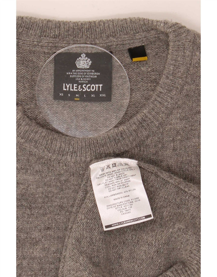 Lyle & Scott Mens Crew Neck Jumper Sweater Medium Grey Flecked Lambswool