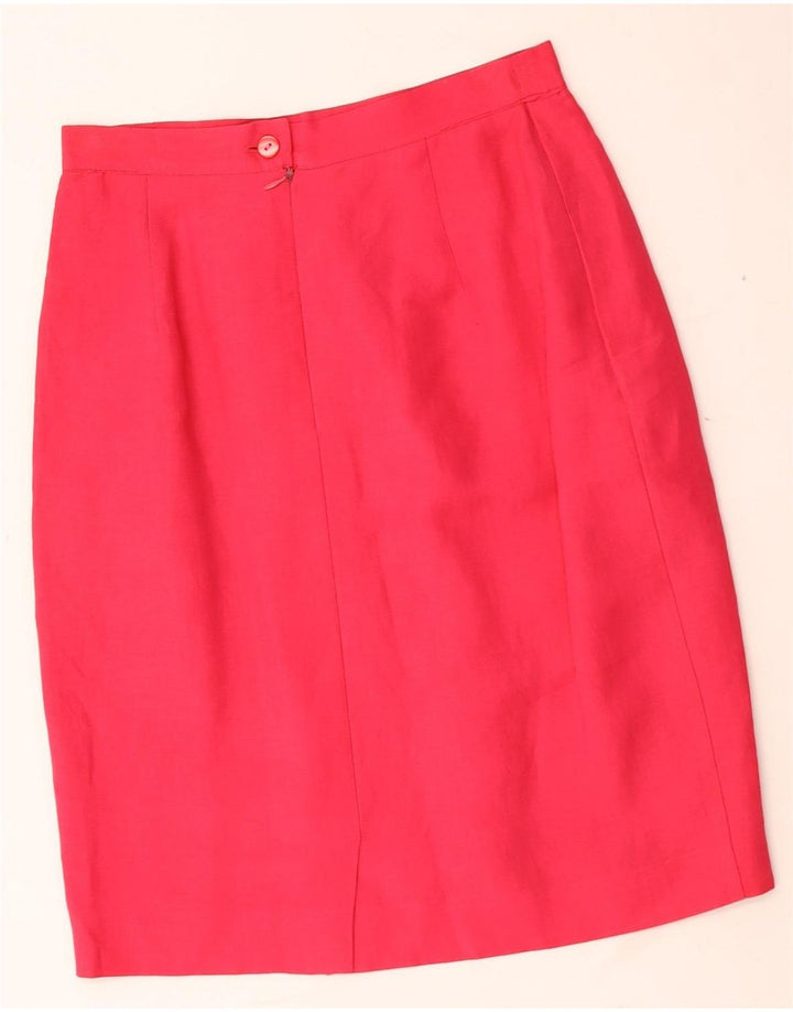 Vintage Womens 3 Button 2 Piece Skirt Set UK 12 Medium W28 Red Linen