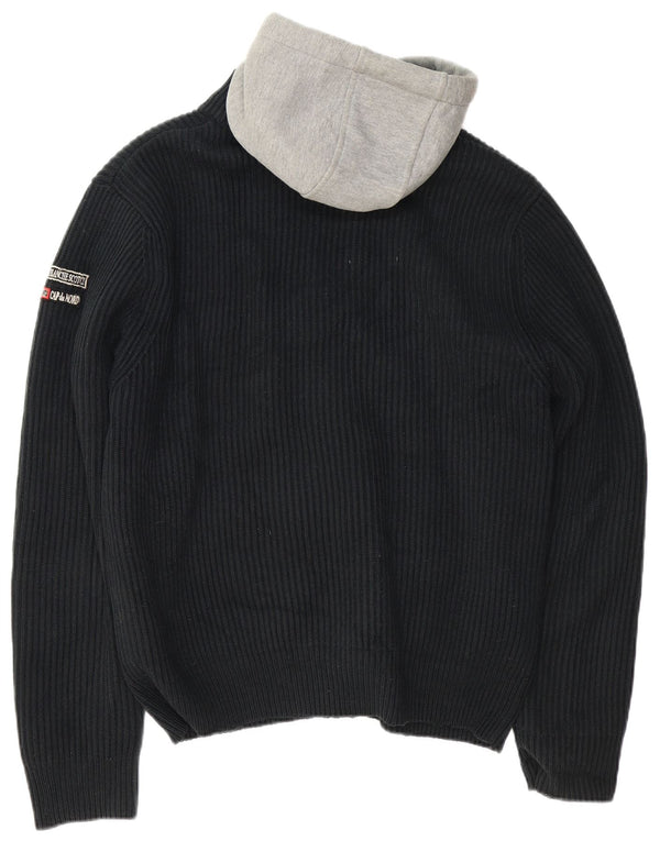 Scotch & Soda Mens Hooded Knit Bomber Jacket UK 42 XL Black Acrylic