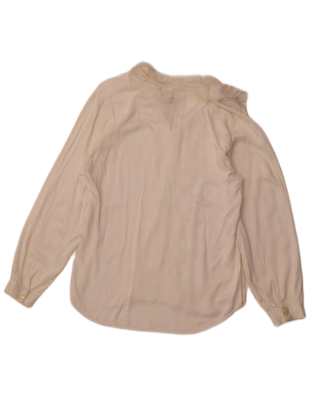 BENETTON Womens Shirt Blouse IT 44 Medium Off White Viscose