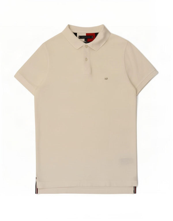 Tommy Hilfiger Mens Slim Fit Polo Shirt Small White Cotton