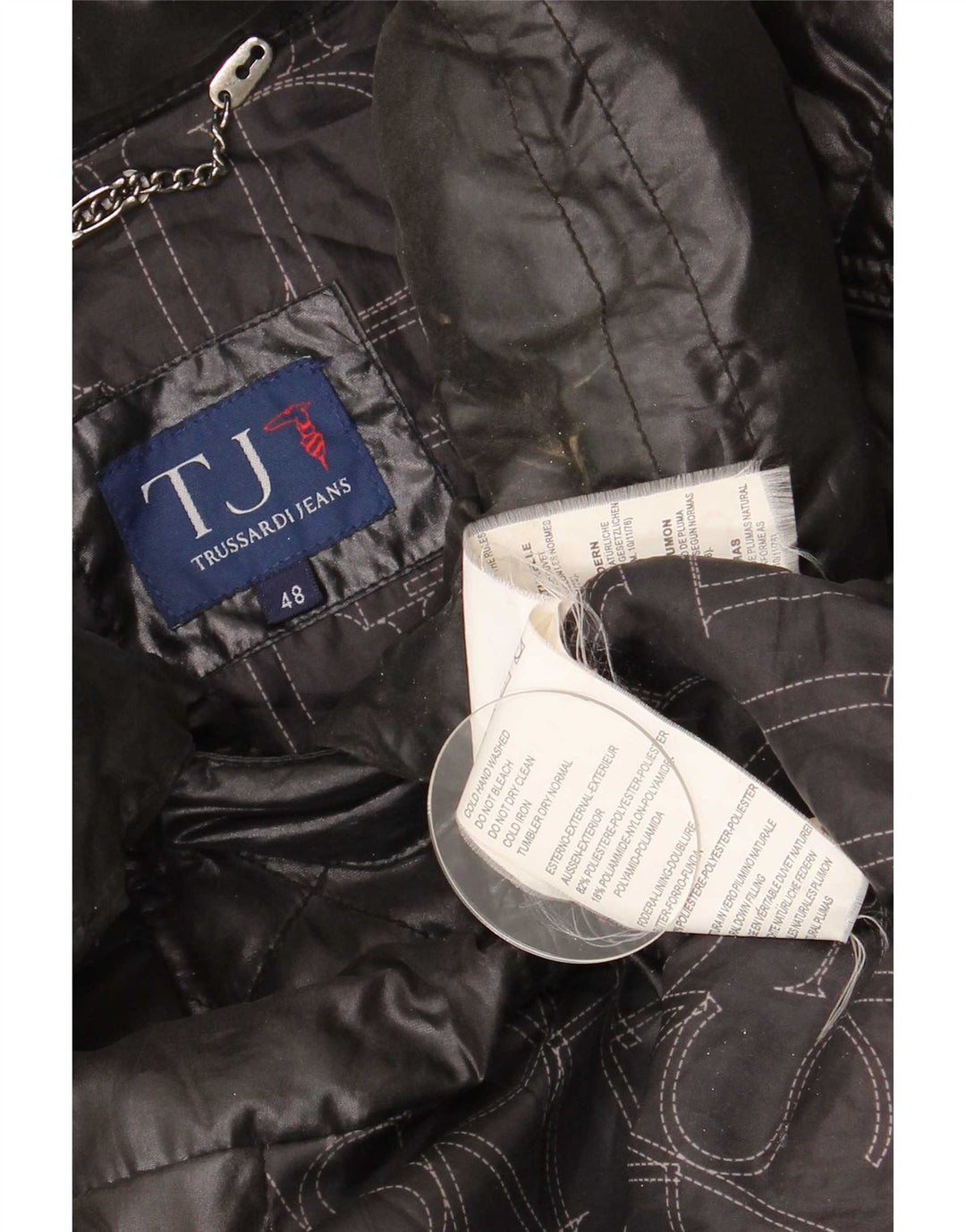 Trussardi Jeans Womens Padded Coat IT 48 XL Black Polyester