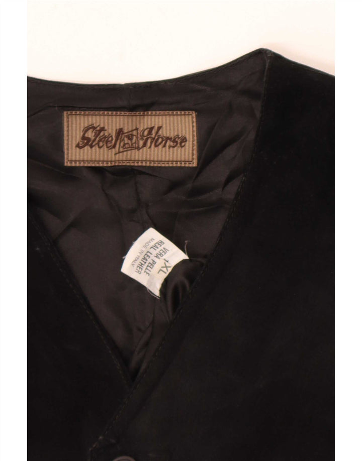 Vintage Mens Suede Waistcoat XL Black Leather