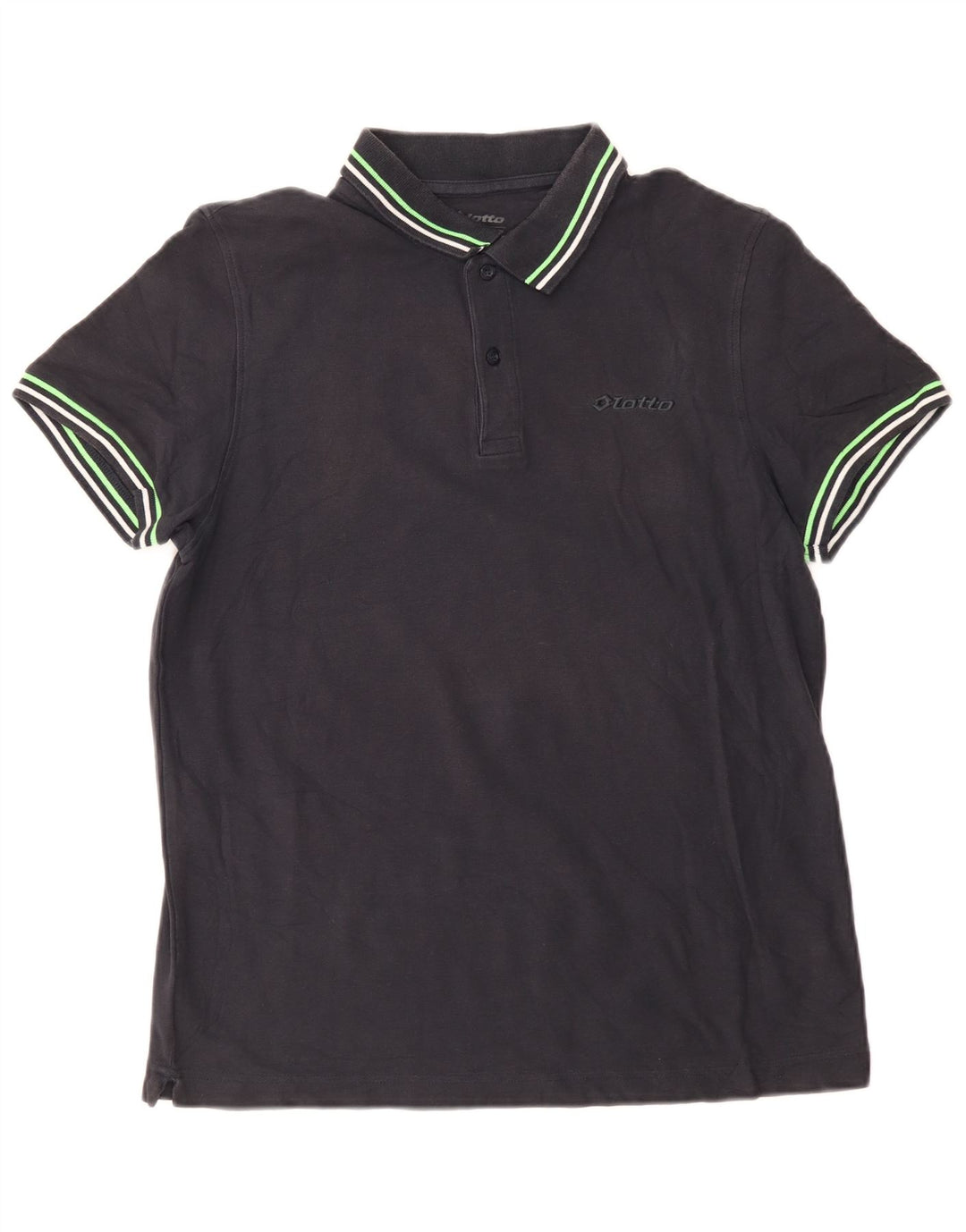Lotto Mens Polo Shirt Medium Black Striped Cotton